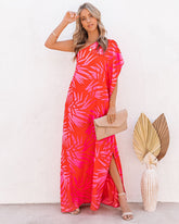 Robe longue asymétrique à imprimé tropical Bliss